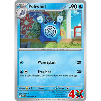 4X Poliwhirl Scarlet Violet 151 Near Mint