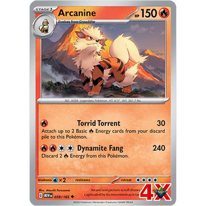 4x Arcanine Playset Scarlet & Violet 151  Near Mint