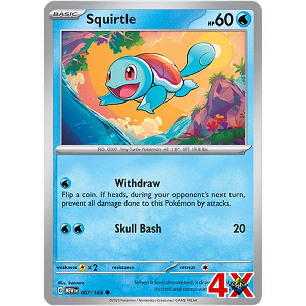 4x Squirtle Playset Pokemon 151 Near Mint