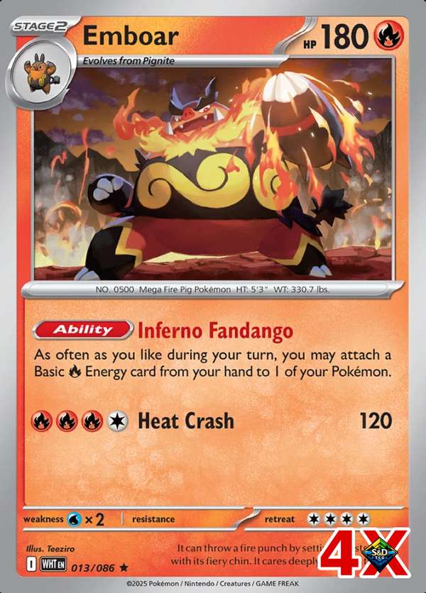 4x Emboar Playset Near White Flare Mint