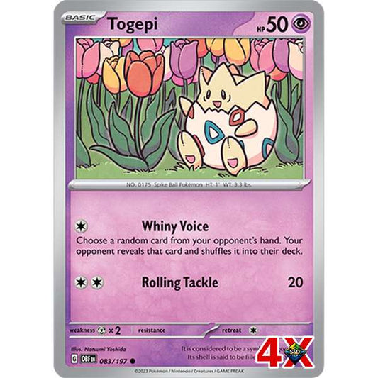 4x Togepi Playset Obsidian Flames  Near Mint
