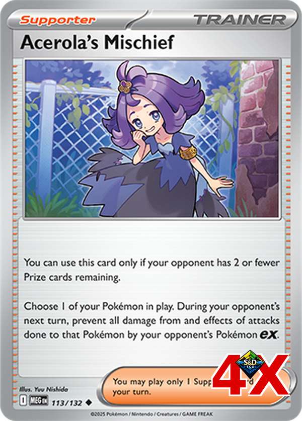4x Acerola's Mischief Playset Mega Evolution Near Mint