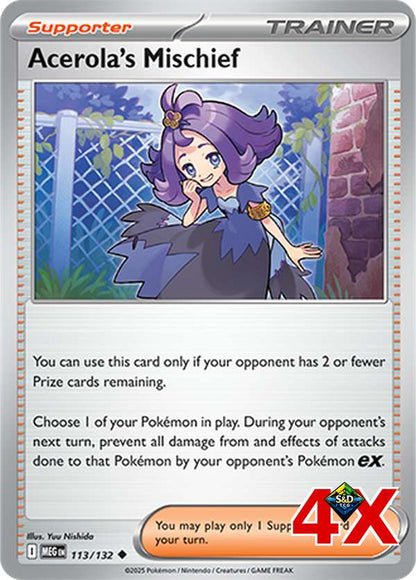 4x Acerola's Mischief Playset Mega Evolution Near Mint