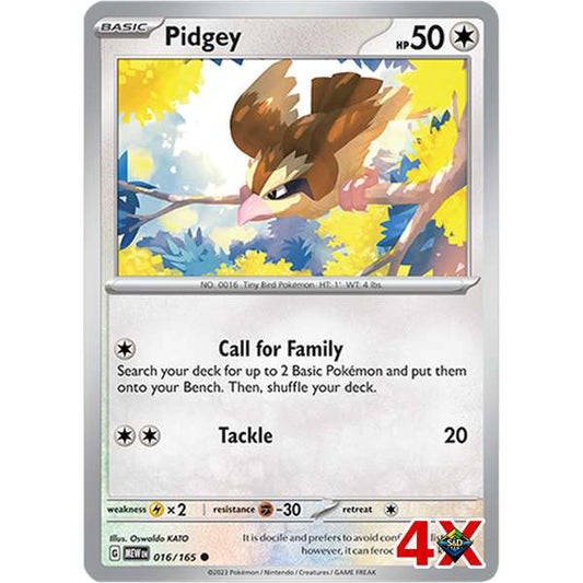 4x Pidgey Playset Scarlet Violet 151 Near Mint