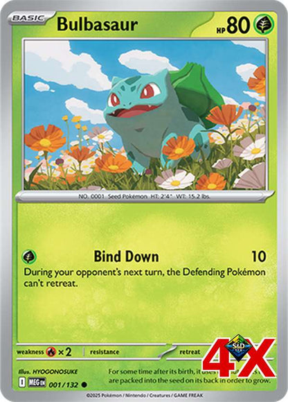 4x Bulbasaur Playset Mega Evolutions Pokemon Near Mint