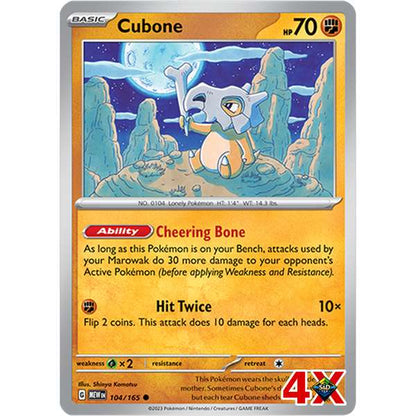 4x Cubone Playset Scarlet & Violet 151  Near Mint